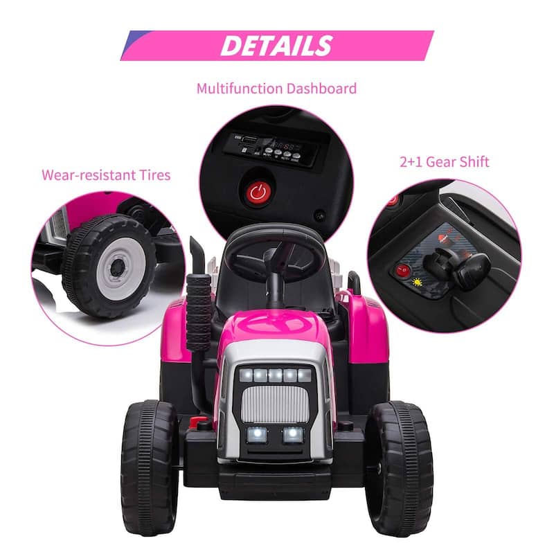 Kids Battery Powered Electric Tractor with Parent Remote Control & Trailer