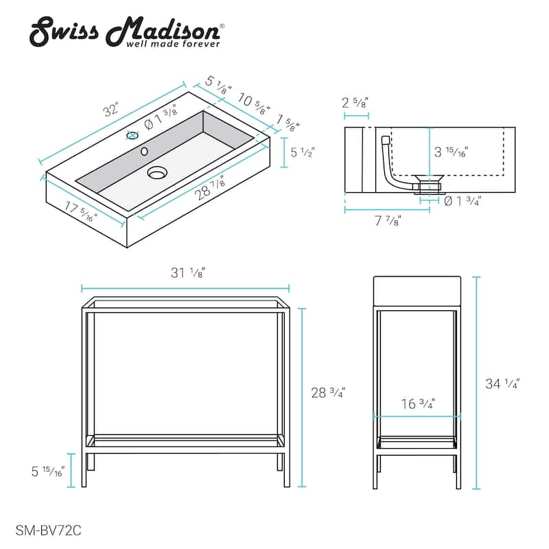 Pierre Metal Freestanding Single Sink Bathroom Vanity