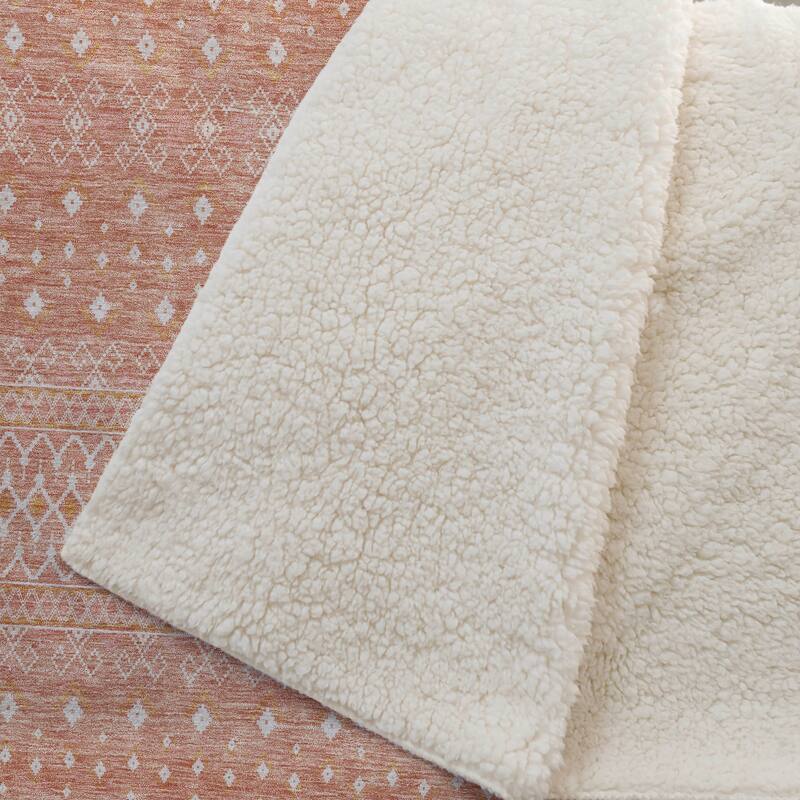 Premium Machine Washable Boho Moroccan Sherpa Throw Blanket