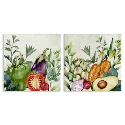 Stupell Country Harvest Vegetables Canvas Wall Art Design By Kim Allen (Set of 2)