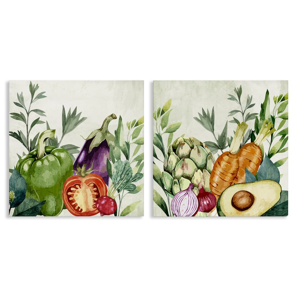 Stupell Country Harvest Vegetables Canvas Wall Art Design By Kim Allen (Set of 2)
