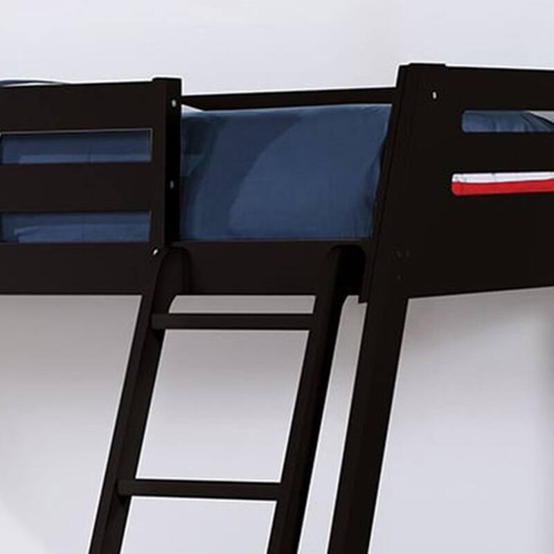 Modern Black Solid Wood Twin Bunk Bed with Storage Drawers