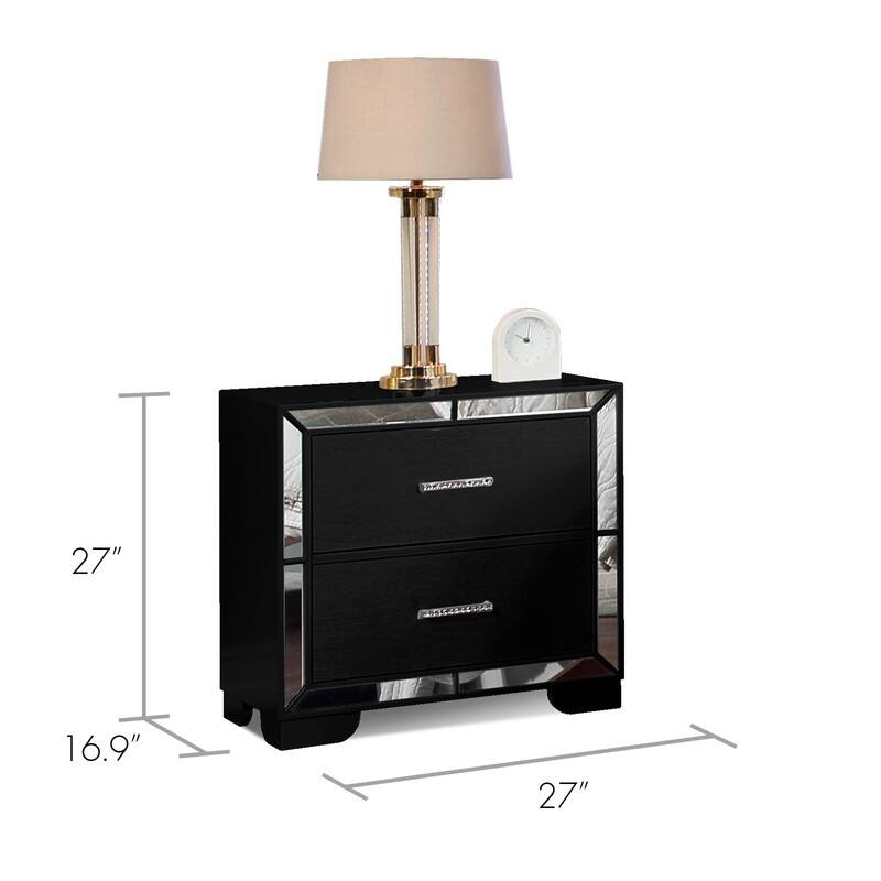 Grace Mirrored Trim Queen Bedroom Set with LED Lights