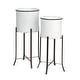 preview thumbnail 8 of 18, Corrugated Metal Planters on Stands White