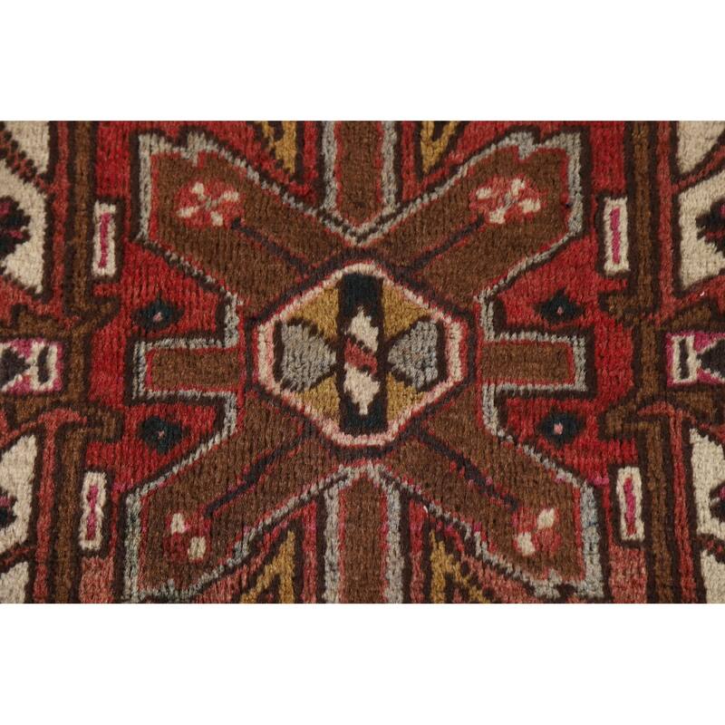 Geometric Heriz Serapi Indian Runner Rug Hand-knotted Wool Carpet - 3'1"x 10'8"