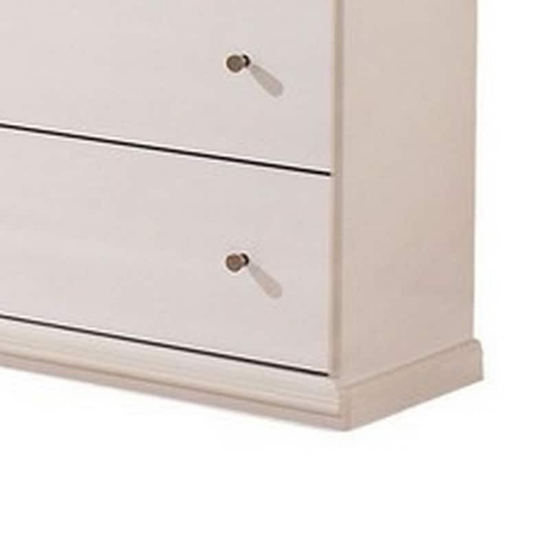 Vick 63 Inch Wide Dresser, 6 Drawers with Pewter Knobs, White Wood Finish