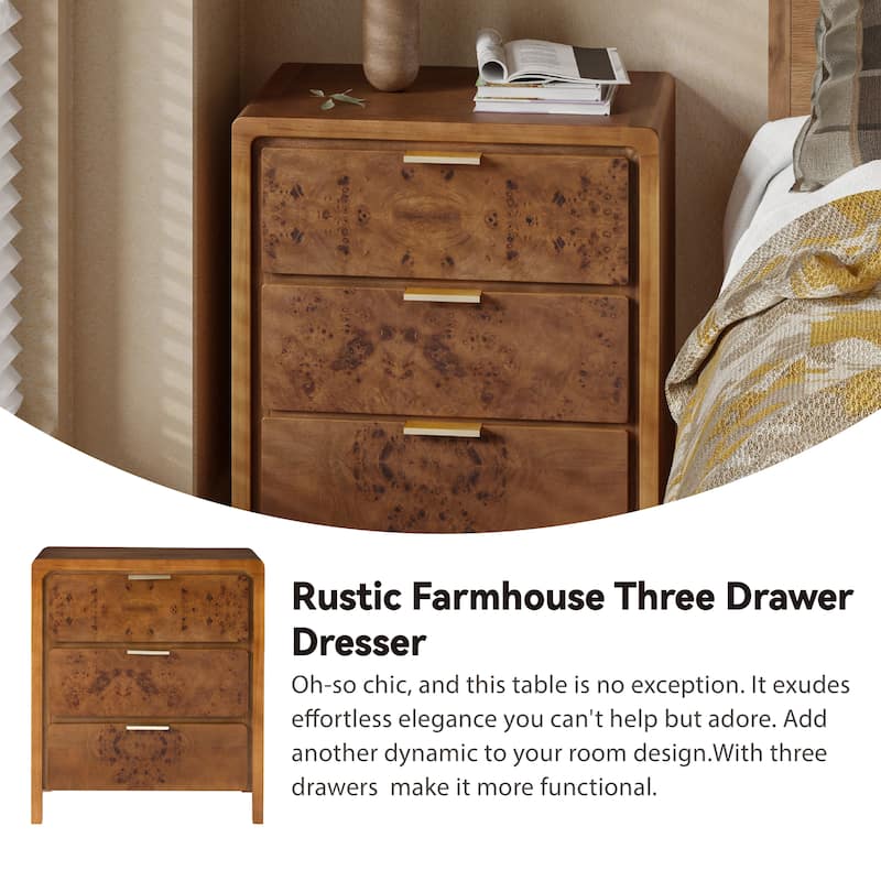 COZAYH Fully-Assembled Farmhouse Nightstand, Rustic Distressed Wood Retro Accent Dresser, Chest of Drawers,Boho