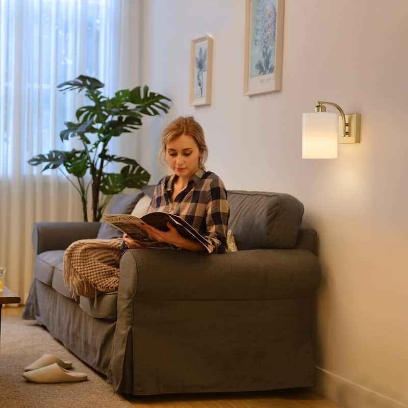 Led bedroom light gold wall light iron wireless light