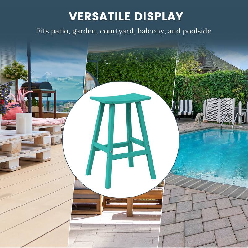 Laguna Hdpe All Weather Outdoor Patio 29" Saddle Seat Bar Stool (Set Of 3)