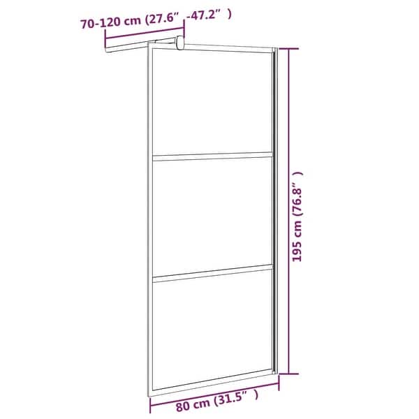 dimension image slide 1 of 4, vidaXL Walk-in Shower Wall multi size Half Frosted ESG Glass Black