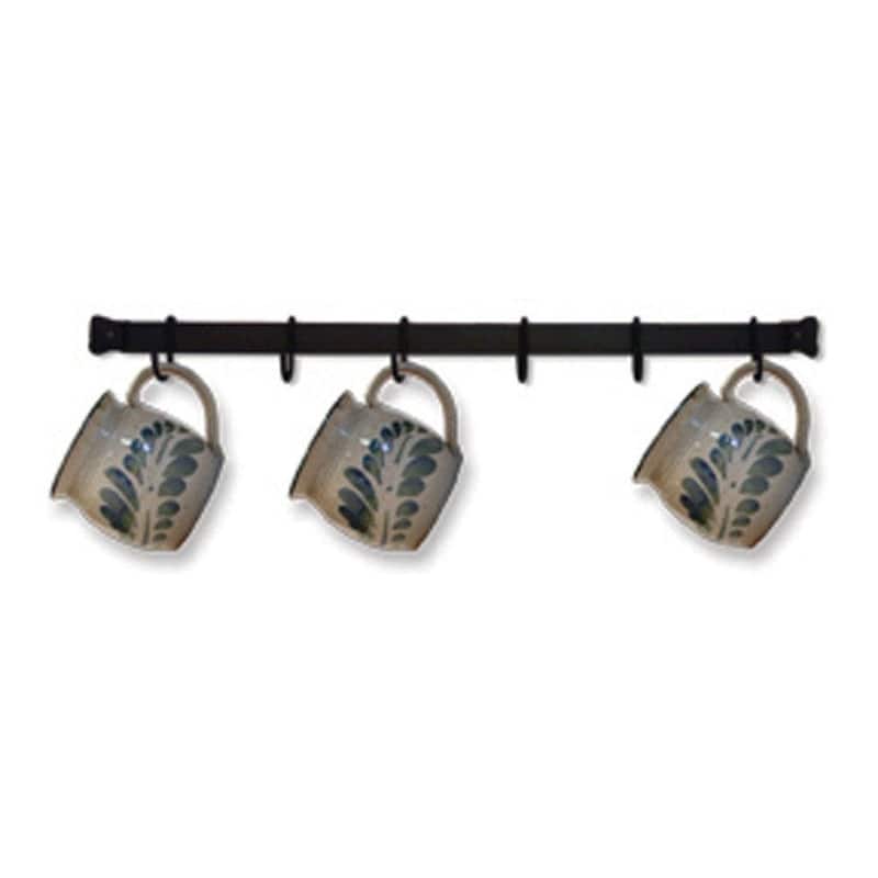 Cup or Utensil Rack 24 Inches Long - Comes With 6 Movable Hooks