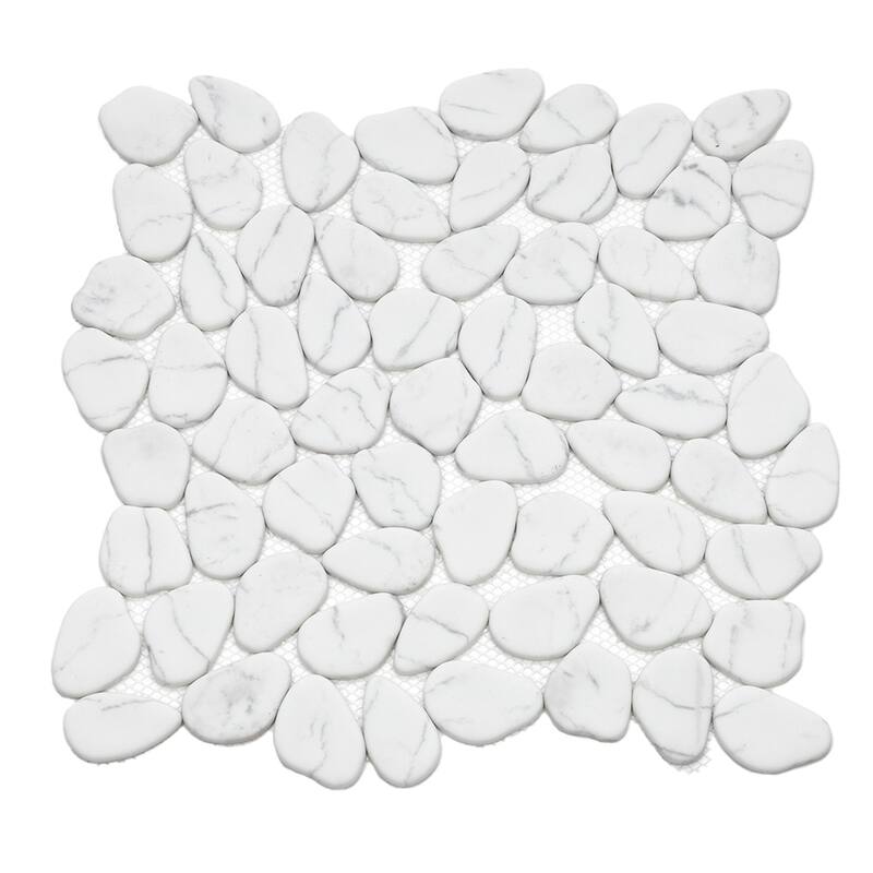 The Tile Life Recycled Cenote Pebble 13x13 Blanco Glass Floor & Wall Tile