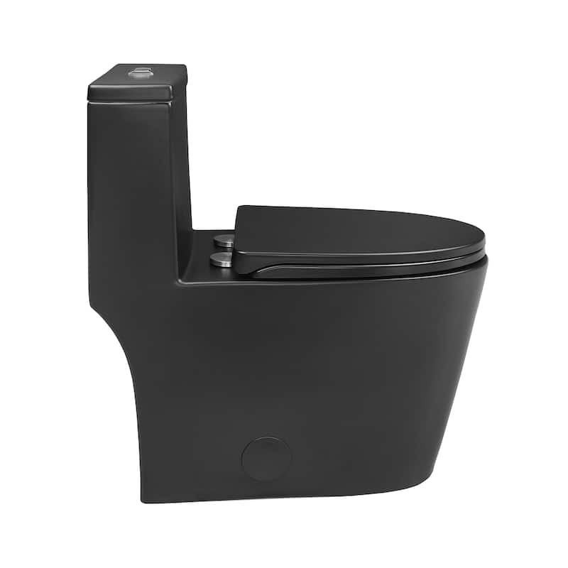 Antibes One Piece Elongated Dual Flush Toilet With 0.95/1.26 Gpf In Matte Black - 27.4" x 16.15" 16.05"
