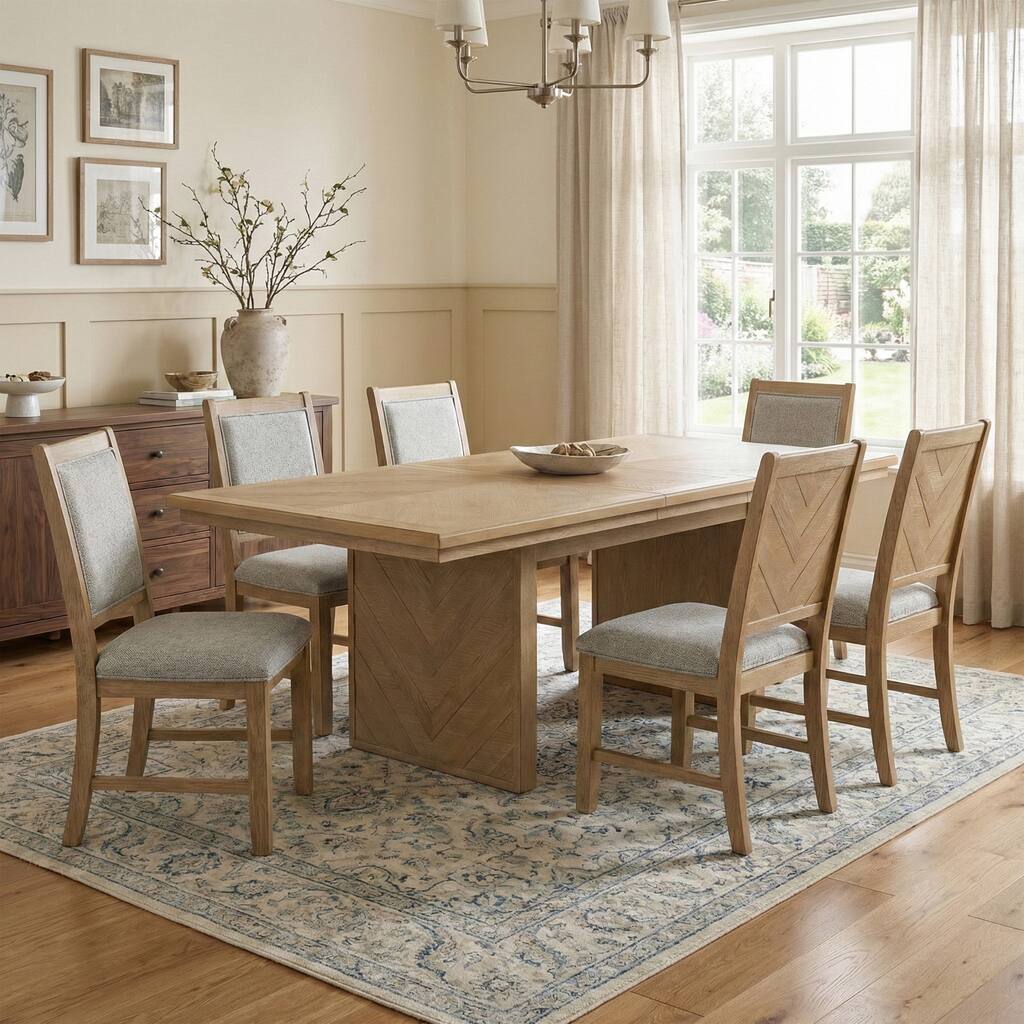 Furniture of America Virex Rustic 7-Piece Solid Wood Extendable Dining Table Set