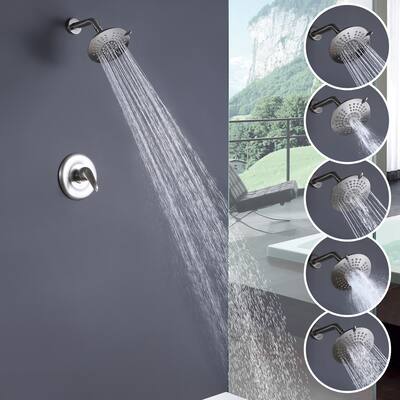 5 Spray Wall Mount 6" Showerhead System Bathroom Shower Faucet