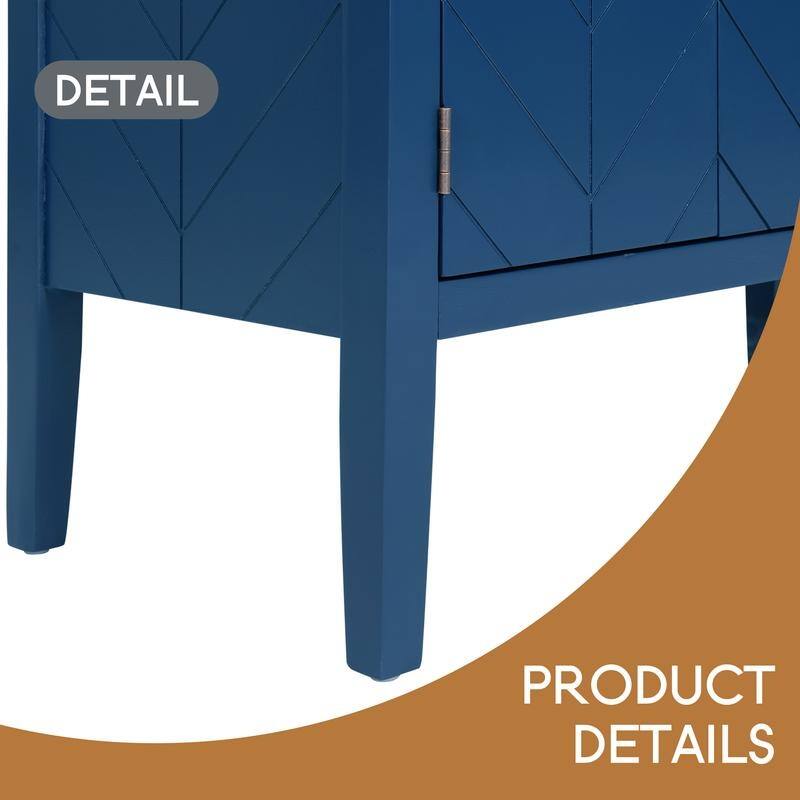 Adjustable Shelf Storage Sideboard with 3 Retro Metal Handles and 4 Pinewood Legs, for Entryway