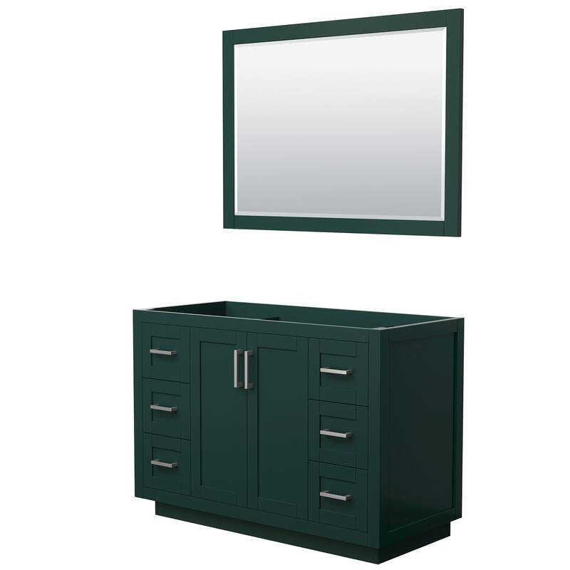 Wyndham Collection Miranda 48" Single Free Standing Vanity Cabinet - - Green / Brushed Nickel Hardware