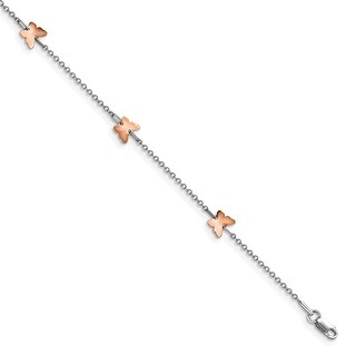 Sterling Silver 1.5 MM Polished Butterfly with 1" Extension Anklet Bracelet 9" Sterling Silver 1.5 MM Polished Butterfly with 1" Extension Anklet Bracelet 9"