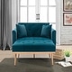 preview thumbnail 58 of 64, Velvet Upholstered Tufted Living Room Sleeper Sofa Chair With Rose Golden feet Blue