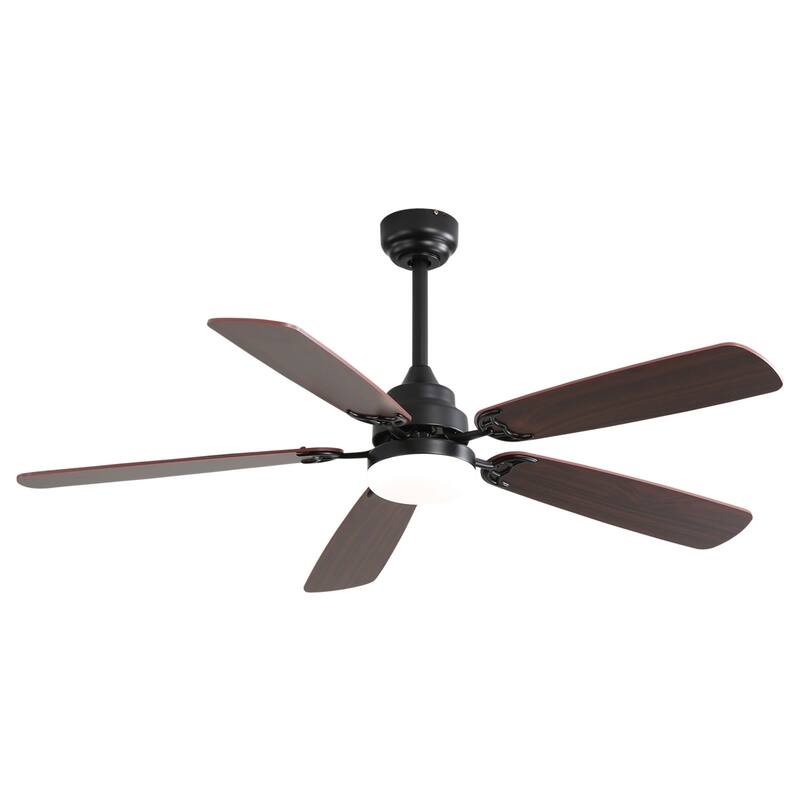 52-Inch Modern LED Ceiling Fan with Dual-Color Blades & Remote - Matte Black