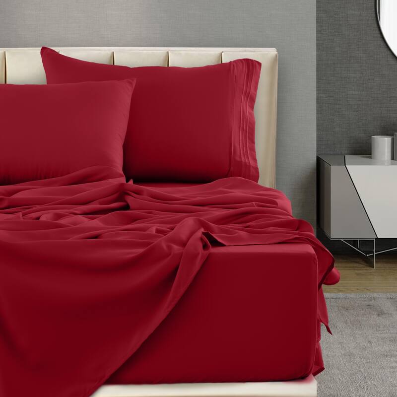 6 Piece Bed Sheet Set Deep Pocket Ultra Soft Microfiber Bedding Sheets