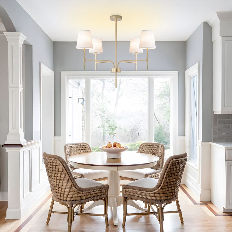 Starsky Transitional & Modern Chandelier with White Fabric Shades