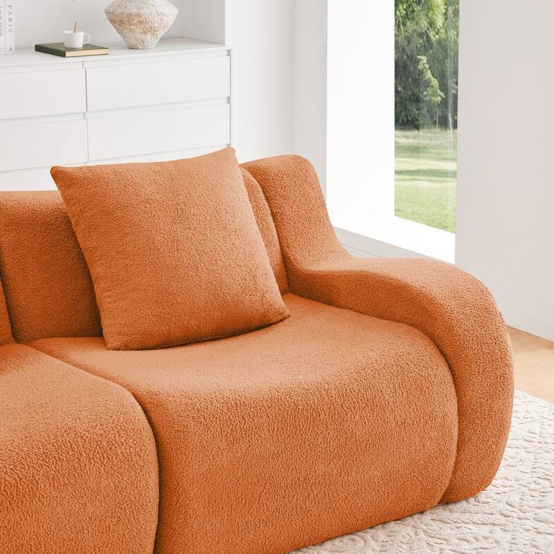 Modern Boneless Teddy Fabric Sectional Sofa with High Density Sponge