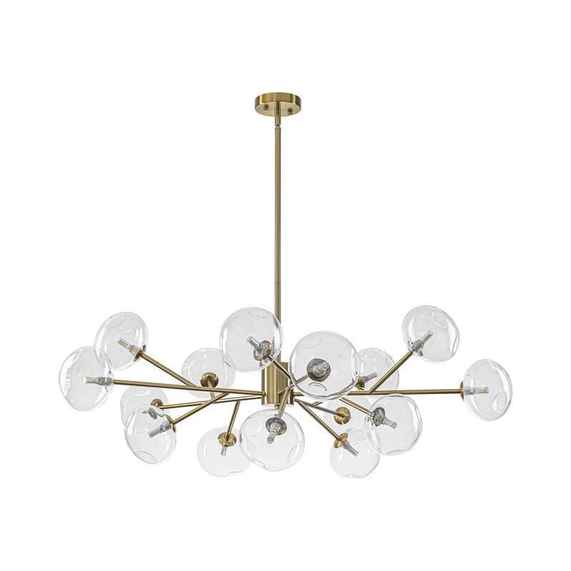15-Light Modern Brass Bubble Glass Sputnik Chandelier for Living Room - 15 Light