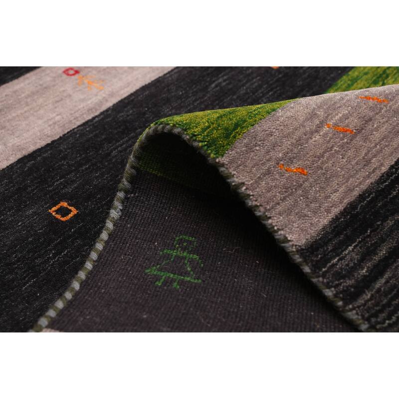 ECARPETGALLERY Hand Loomed Kashkuli Gabbeh Navy Wool Rug - 6'9 x 9'9