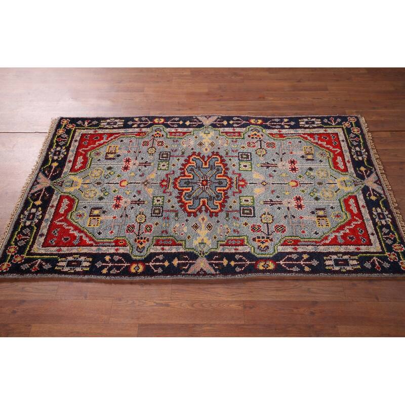 Geometric Kazak Oriental Accent Rug Handmade Traditional Wool Carpet - 3'0"x 4'11"