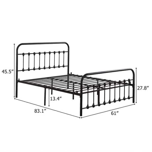 SingleLayer Iron Bed Frame with Shell Decoration Black On Sale Bed