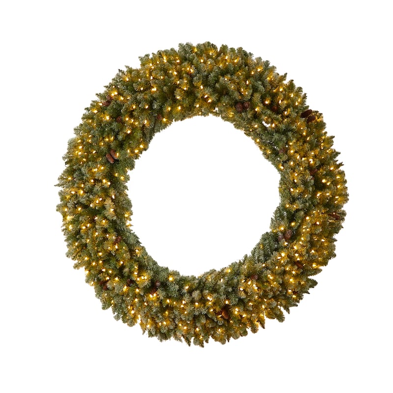 6' Giant Flocked Artificial Christmas Wreath with Lights - Green - 72