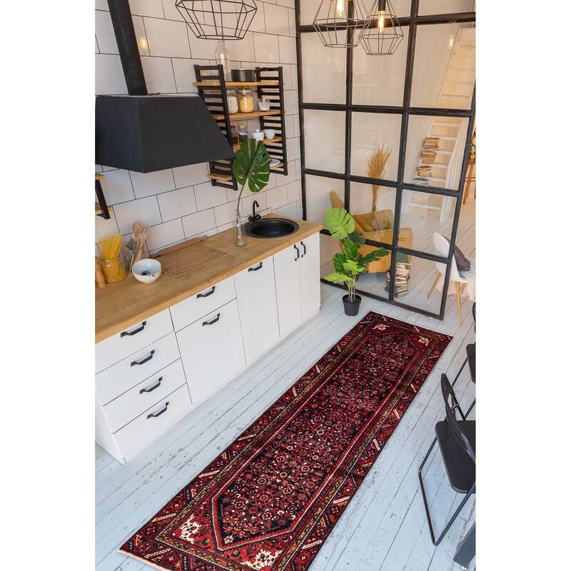 ECARPETGALLERY Hand-knotted Andelz Dark Navy Wool Rug - 3'1 x 10'6