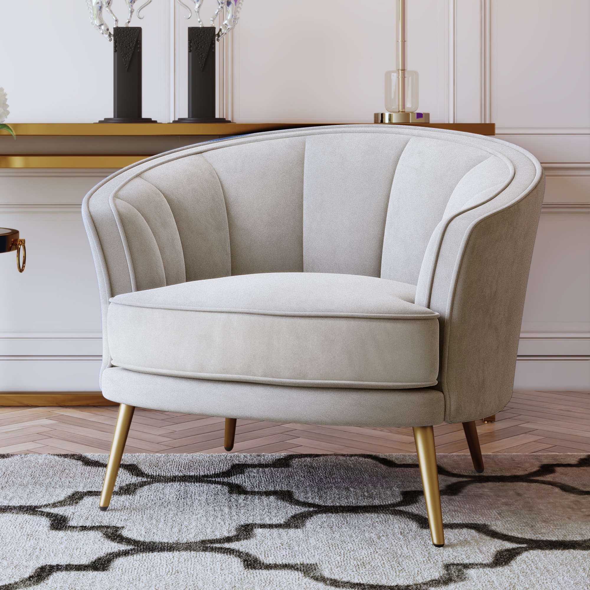White velvet barrel clearance chair