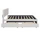 preview thumbnail 5 of 28, Linen Fabric Platform Bed with Brick Pattern Headboard, with Twin XL Trundle and 2 Drawers, Queen Size