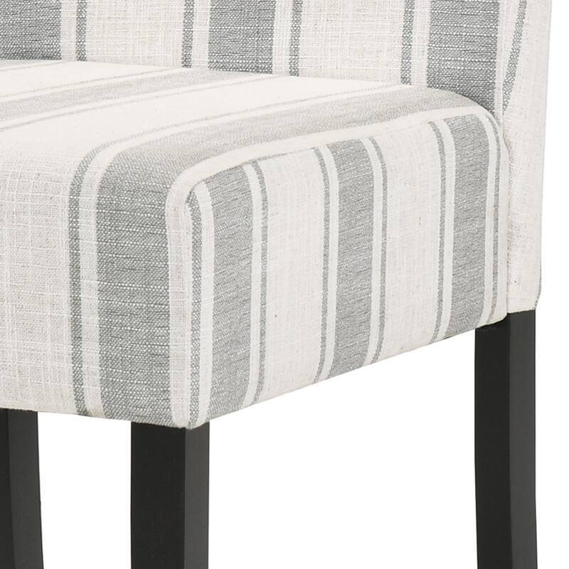 Striped Dining Chairs Set, High-Back Kitchen Chairs, Armless Upholstered Chairs with Wooden Legs, Set of 2