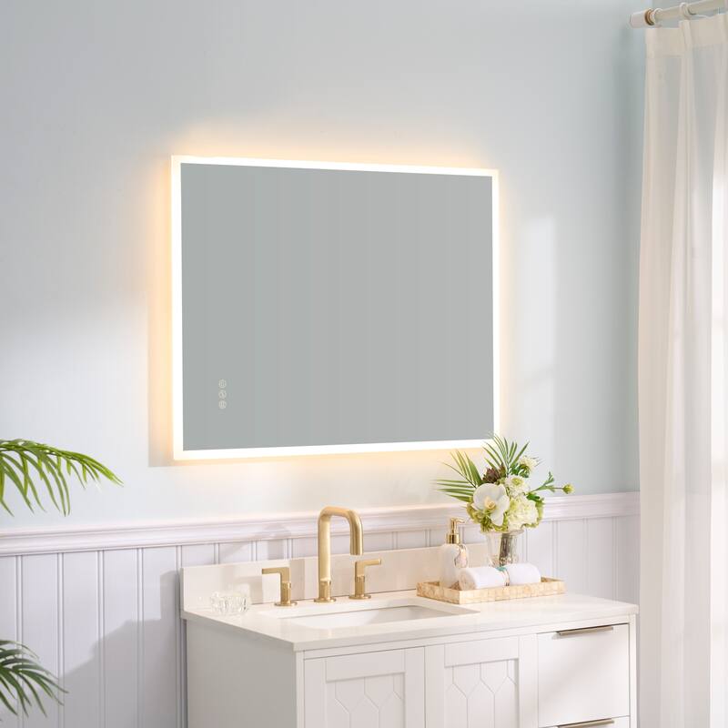 Modern Wall Mounted LED Bathroom Frontlit/Backlit Mirror With PMMA Diffuser