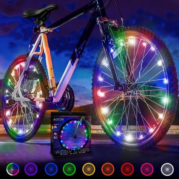 slide 2 of 6, Activ Life Bike Lights (2 Tires, Multicolor), Fun Accessories for Boys & Girls, Cool Summer Gifts for Teens & Adults