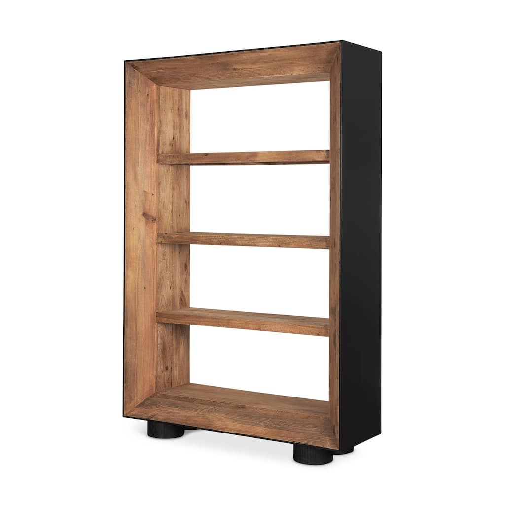 Tabor Natural Wood w/ Black Oak Frame Bookcase - 47.0L x 16.0W x 72.0H