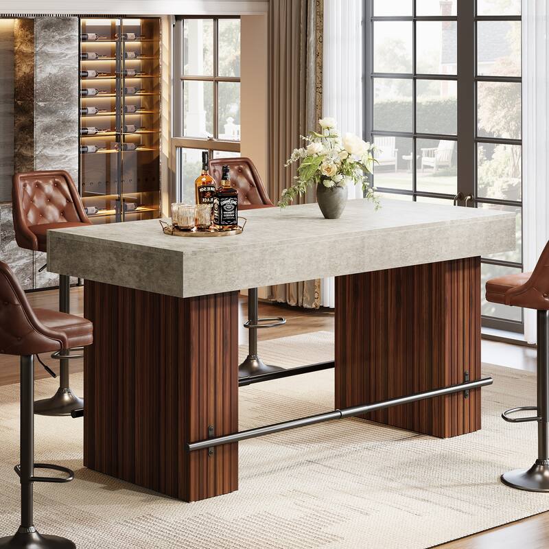 63-Inch Bar Table, Industrial Counter Height Pub Dining Table