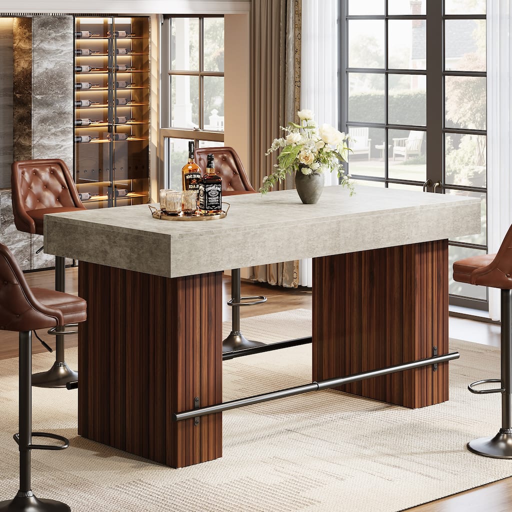 63-Inch Dining Table with Footrest and Large Table Top, Kitchen Island Table - 31.5"D x 62.99"W x 35.43"H