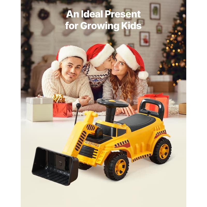 Ride-On Excavator Digger Car with Music and Storage, Toddler Toy - 42.1 x 11.4 x 21.3 in