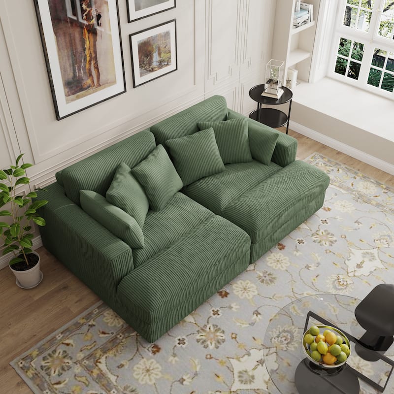 Modern Corduroy Modular Sectional Sofa Chaise Couch Bed