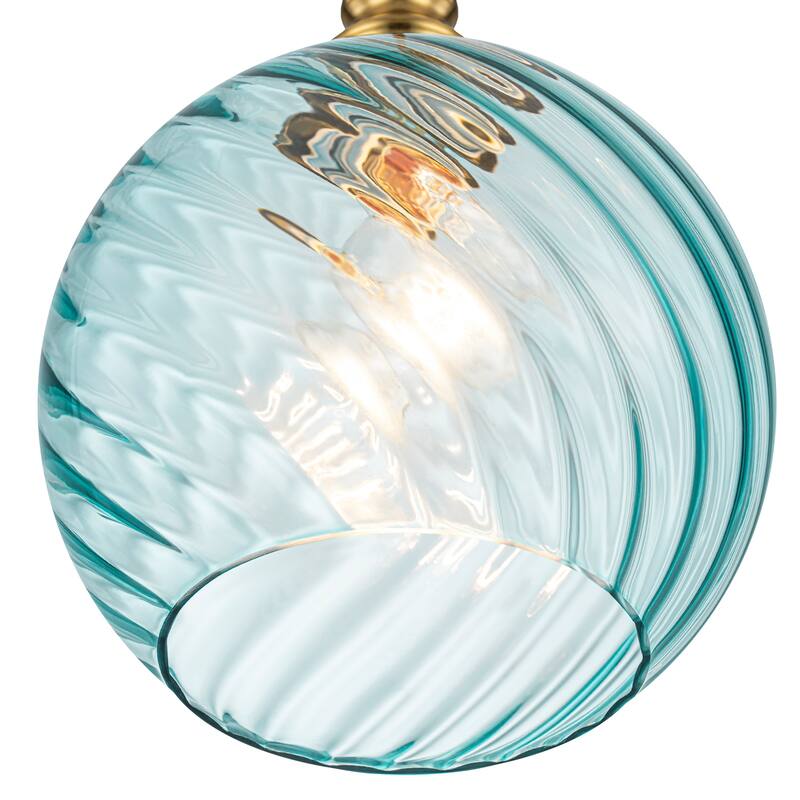 8" Blue Twisted Clear Glass Pendant Light Modern Kitchen Dining Room - Dia.8-in