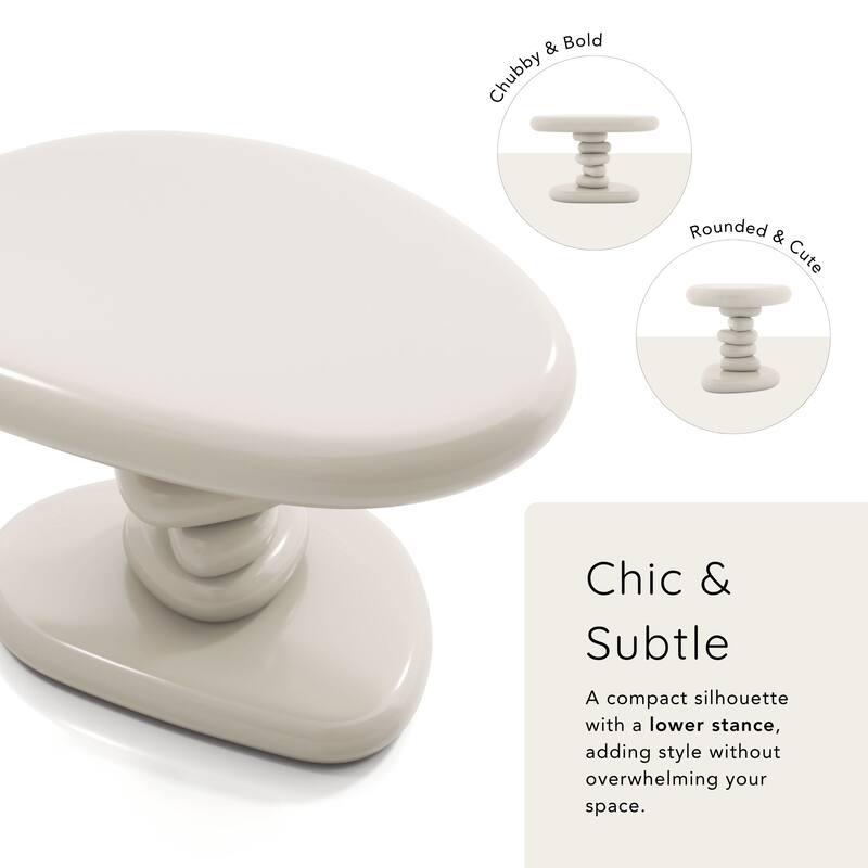24/7 Shop At Home Modern Oval Glossy Pedestal End Table