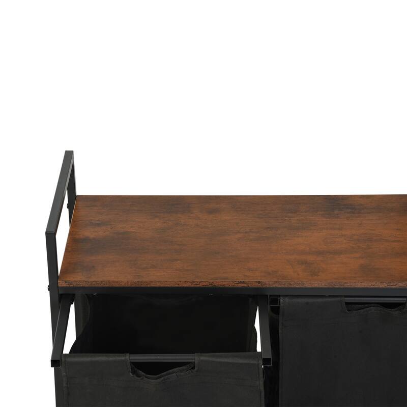 Homy Casa Laundry Hamper with Removable Fabric Bin & Wood Top