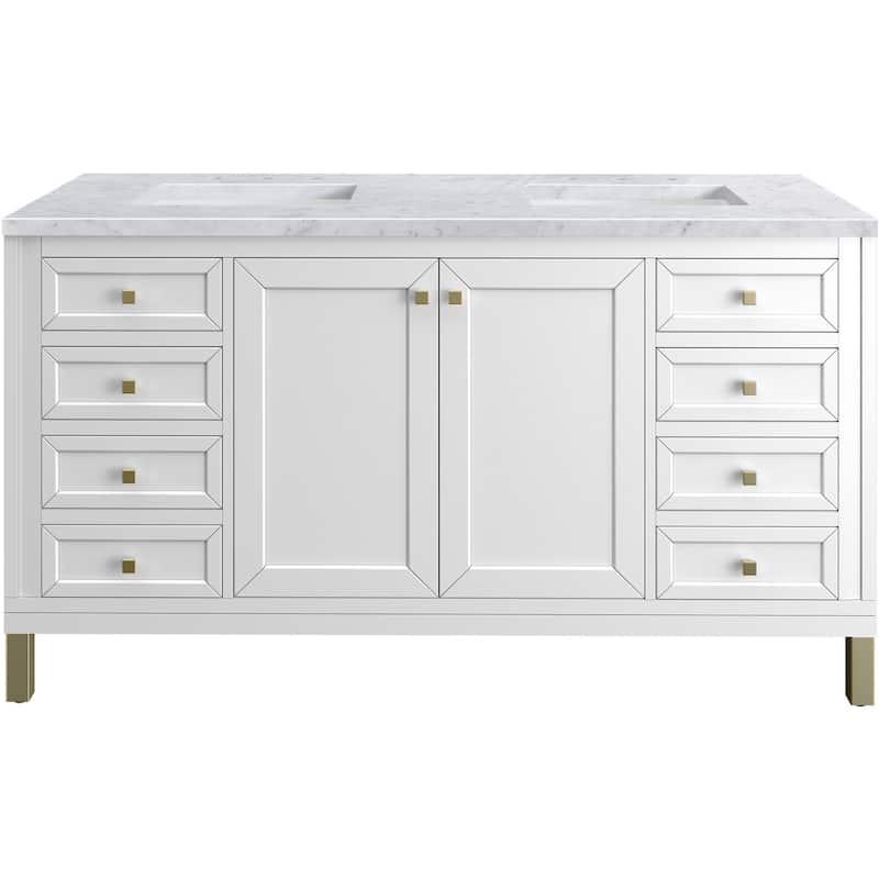 James Martin Vanities 503-V60D-3CAR Chicago 60" Free Standing Double - Glossy White
