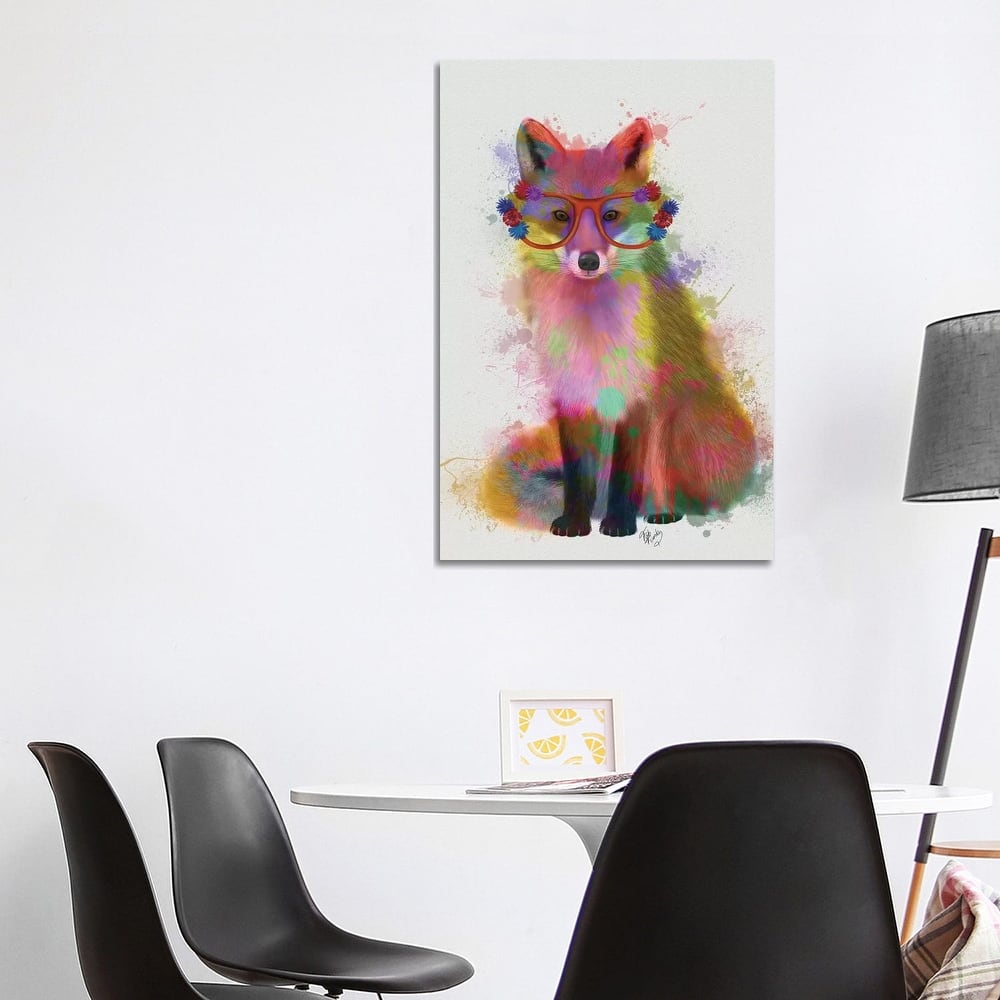 iCanvas "Rainbow Splash Fox II" by Fab Funky Canvas Print