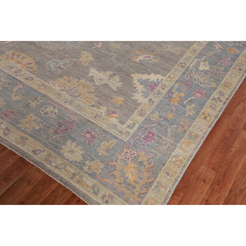 Hand Knotted Oriental 100% Wool Carpet Transitional All-Over Greys & Charcoal Oushak Area Rug - 10' 3'' X 8' 0''