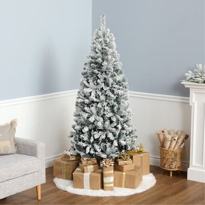 National Tree Company 6 ft Acacia Flocked Artificial Christmas Tree, Unlit, Pencil Profile, Includes Metal Stand - 6 Foot